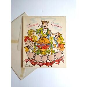 Blondie Dagwood Christmas Greeting Card Famous Comics Funnies 1951 King Features